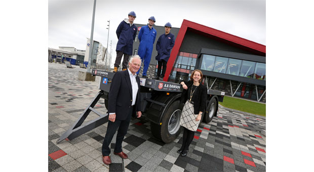 Logistics firm AV Dawson delivers £10,000 trailer for college apprentices