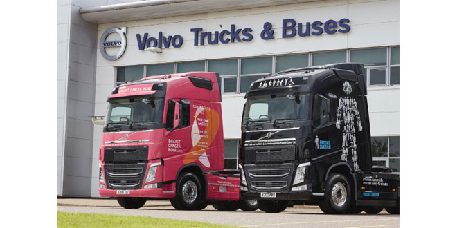 Volvo Trucks dealer launches new charity initiative with striking black and pink demonstrators