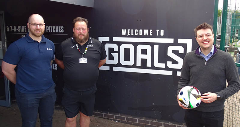 From left, ByBox planning manager Tom Walker, Simon Critchett, national events and retail manager at GOALS, and ByBox head of marketing James Russell