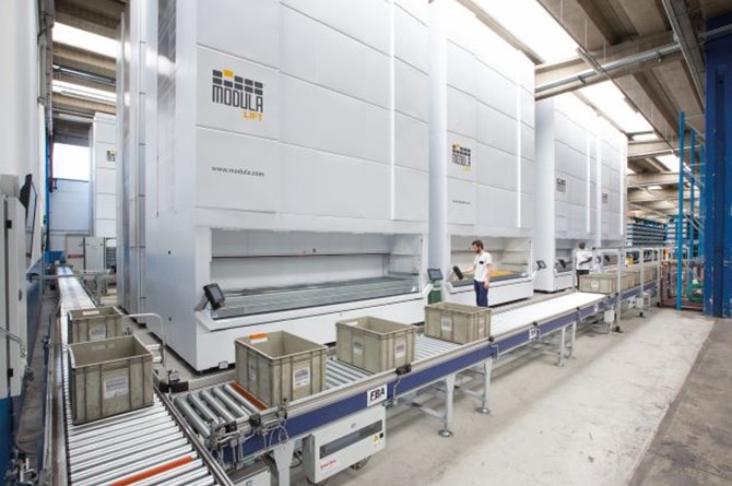 Consolidated storage and picking reduces the need  for off-site storage. (Image courtesy Modula)